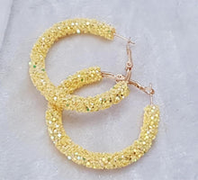 Load image into Gallery viewer, Yellow &amp; gold Sparkle Hoop Earrings