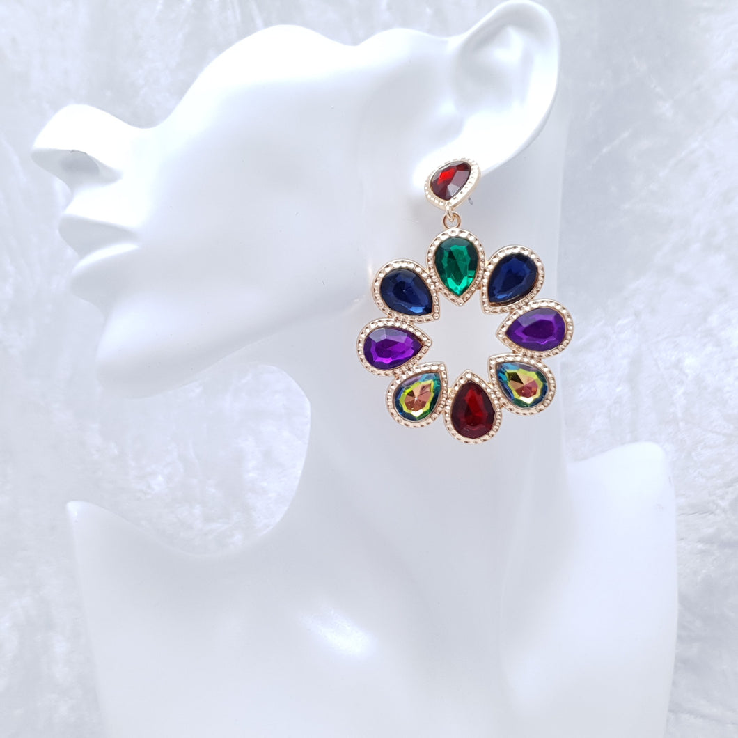 Multi Colour Jewel Hoop Earrings