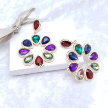 Load image into Gallery viewer, Multi Colour Jewel Hoop Earrings