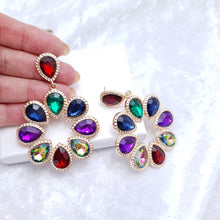 Load image into Gallery viewer, Multi Colour Jewel Hoop Earrings