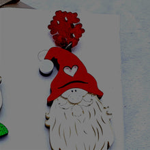 Load image into Gallery viewer, Red Green Gold Sparkle Christmas Gnome Gonk Novelty Earrings,Acrylic Quirky