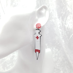 Syringe Needle Laser Cut Earrings,