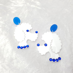 White Poodle Dog Acrylic Earrings