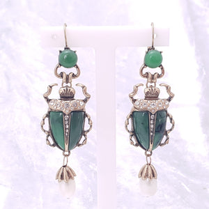 Green & Gold Scarab Beetle Earrings