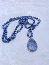 Load image into Gallery viewer, Long Natural Blue Sodalite Stone Beaded Pendant Necklace. Lagenlook