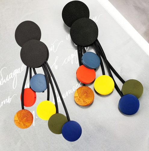 Modern Wood & Rubber Statement Earrings 2021