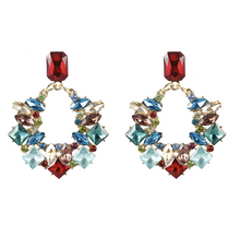 Load image into Gallery viewer, Turquoise &amp; Red Glass Earrings