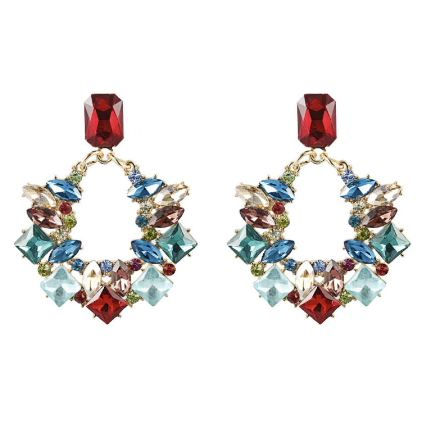 Turquoise & Red Glass Earrings