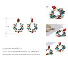 Load image into Gallery viewer, Turquoise &amp; Red Glass Earrings