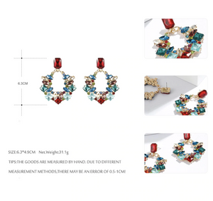 Turquoise & Red Glass Earrings