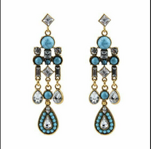 Load image into Gallery viewer, Turquoise Glass Chandelier Earrings