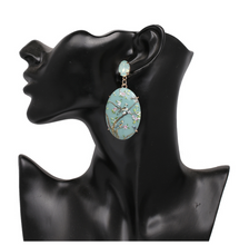 Load image into Gallery viewer, LARGE AQUA GREEN ORIENTAL BIRD OF PARADISE EARRINGS