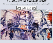 Load image into Gallery viewer, Paris Eiffel Tower Double Sided Scarf, Pink Purple Colour, Two images Warm Blend