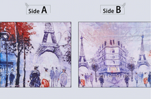 Load image into Gallery viewer, Paris Eiffel Tower Double Sided Scarf, Pink Purple Colour, Two images Warm Blend