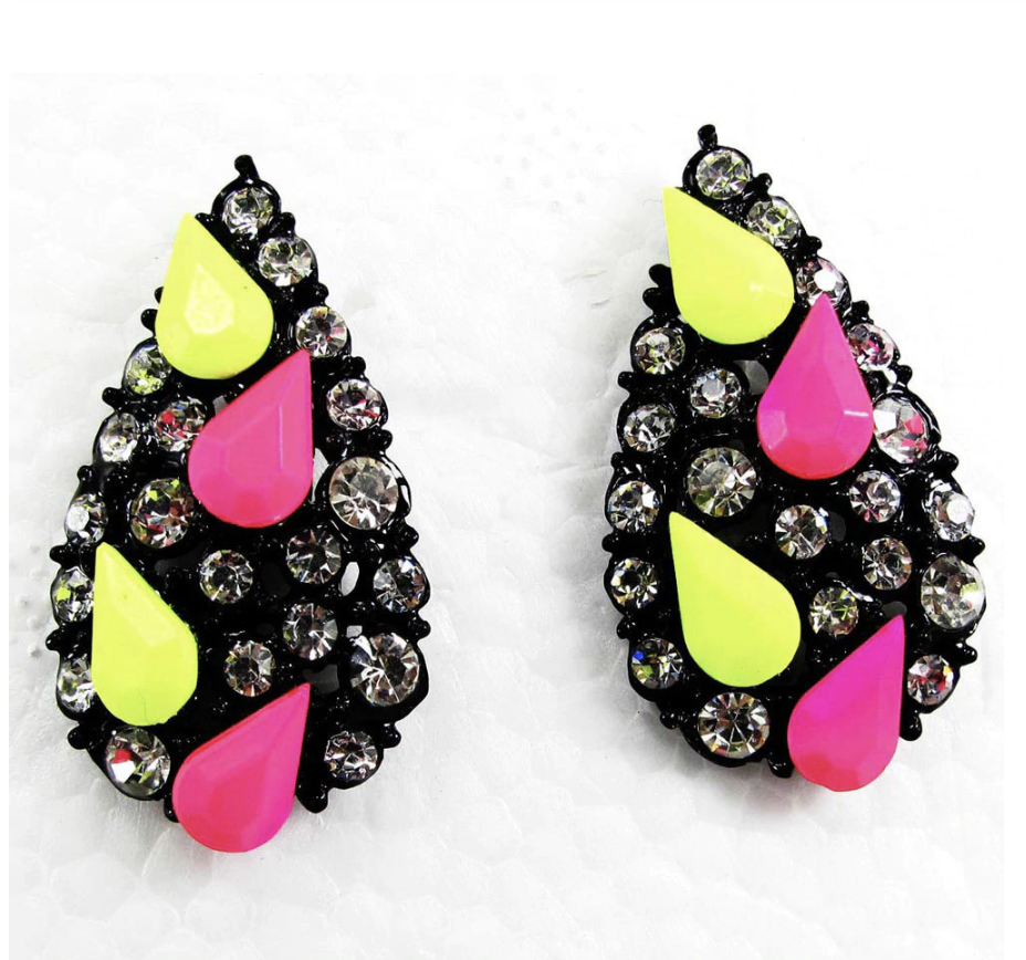 Yellow Pink Black Neon  Stud Earrings.