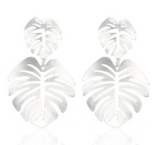 Load image into Gallery viewer, Silver Palm Leaf Earrings