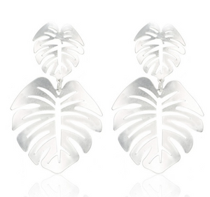 Silver Palm Leaf Earrings