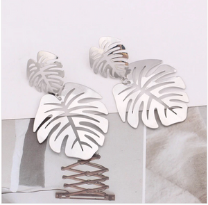 Silver Palm Leaf Earrings