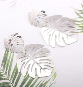 Silver Palm Leaf Earrings