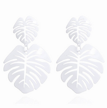 Load image into Gallery viewer, White Palm Leaf Earrings - Monstera Beach Fun