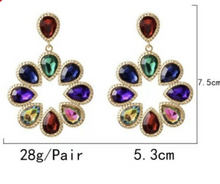 Load image into Gallery viewer, Multi Colour Jewel Hoop Earrings