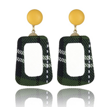 Load image into Gallery viewer, Green Tartan Fabric Earrings