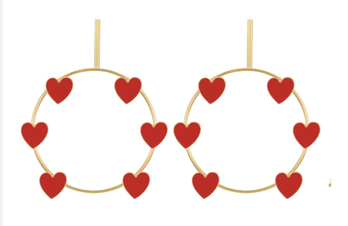 Red Heart GOLD Big Hoops Earrings