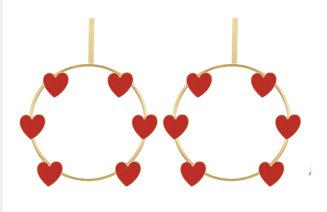 Red Heart GOLD Big Hoops Earrings