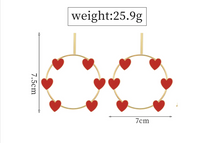 Load image into Gallery viewer, Red Heart GOLD Big Hoops Earrings