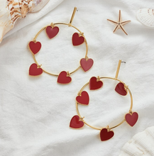 Load image into Gallery viewer, Red Heart GOLD Big Hoops Earrings