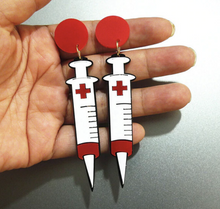 Load image into Gallery viewer, Syringe Needle Laser Cut Earrings,