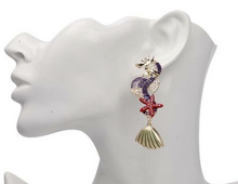 Load image into Gallery viewer, Purple Gold Seahorse Star Fish Earrings