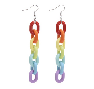 Rainbow Acrylic Link Earrings