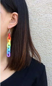 Rainbow Acrylic Link Earrings